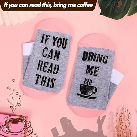 ✨🆕✨ If You Can Read This Bring Me Coffee or Hot Chocolate Fleece Socks ☕️ ✨ - Picture 4 of 7